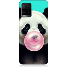 Vivo Y53S Uyumlu Sakız Çiğneyen Tatlı Panda  Desenli Silikon Kılıf