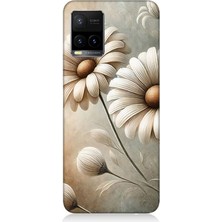 Vivo Y53S Uyumlu Yumuşak Beyaz Papatya Güzelliği  Desenli Silikon Kılıf