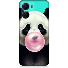 Vivo V16 Uyumlu Sakız Çiğneyen Tatlı Panda  Desenli Silikon Kılıf