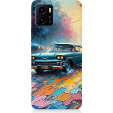 Vivo Y15S Uyumlu Renkli Yol Üzerinde Araba  Desenli Silikon Kılıf