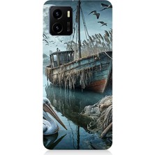 Vivo Y15S Uyumlu Ay Işığında Eski Gemi  Desenli Silikon Kılıf