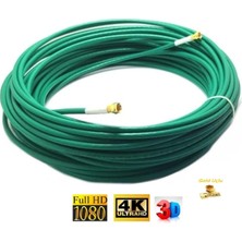 Vwin 20 Metre 64 Tel Rg6/u4 Gold Uçlu Anten Kablosu 3D 4K Fullhd 1080 Tak Kullan - Yeşil