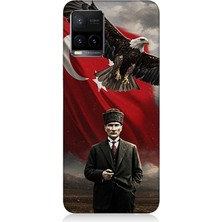 Vivo Y53S Uyumlu Bayrak Önünde Mustafa Kemal Atatürk  Desenli Silikon Kılıf