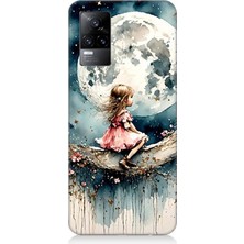 Vivo V21E Uyumlu Ay Üzerinde Hayalci Kız  Desenli Silikon Kılıf