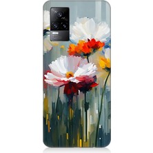 Vivo V21E Uyumlu Soyut Çiçek Dokunuşları  Desenli Silikon Kılıf