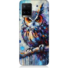 Vivo Y53S Uyumlu Renkli Dallar Üzerinde Baykuş  Desenli Silikon Kılıf