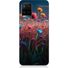 Vivo Y53S Uyumlu Gökkuşağı Çiçek Bahçesi  Desenli Silikon Kılıf