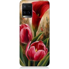 Vivo Y53S Uyumlu Canlı Renkli Laleler  Desenli Silikon Kılıf