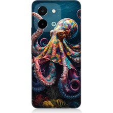 Vivo Y28 Uyumlu Derinliklerde Sekiz Kol Ahtapot  Desenli Silikon Kılıf