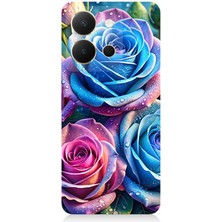 Vivo Y36 Uyumlu Gökkuşağı Renkli Güller  Desenli Silikon Kılıf