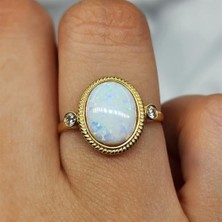Fasek Gold Gümüş Yüzük - Vintage Opal Taşlı 925 Ayar Gümüş Yüzük-Otantik Opal Taşlı Gümüş Yüzük-Hediyelik Yüzük