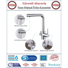 Irmak Su Arıtmalı Mutfak Evye Bataryası - 3 Yollu - Sıcak, Soğuk, Arıtma Çıkışlı - 5 Yıl Garanti