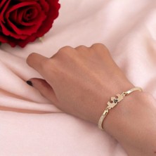 Archin U Harfine Özel Hasır Kordonlu Taç Motifli 14 Ayar Altın Plakalı Hediye Bileklik-461Harf