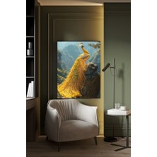 Altın Renkli Kraiçe Tavuş Kuşu Kanvas Tablo Ev Duvar Salon Ofis Dükkan Hediyelik Dekarasyon Süsü