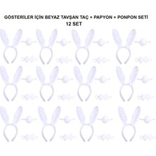 Skygo Beyaz Tavşan Kostüm Seti – Taç Papyon Kuyruk 12 li Paket