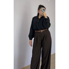 Palazzo Pantalon Kahverengi Oversize Kesim