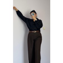 Palazzo Pantalon Kahverengi Oversize Kesim