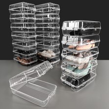 Meleni Home 20 Kadın Şeffaf Ayakkabı Kutusu Organizer - Hava Alabilir Özellikli Saklama Kutusu