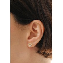 Pati Altın Kaplama Mini Gümüş Küpe 7385