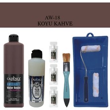 Cadence Fayans Tezgah B - Ambiente Islak Zemin Aw - 18 Koyu Kahve 500 ml Katalizör 30 gr Taş Vernik 250  Saten Rulo Set