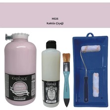 Cadence Mobilya Boyası -  Multisurface H - 026 Kaktus Çiçeği 2000 ml Ultimate Vernik Mat 500 ml  Saten Rulo Set