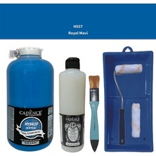 Cadence Mobilya Boyası -  Multisurface H - 037 R Mavi 2lt Ultimate Parlak Vernik 500 ml  Saten Rulo Set