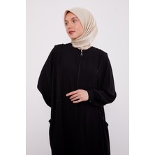 Siyah Omuz Boncuk Detaylı Ferace