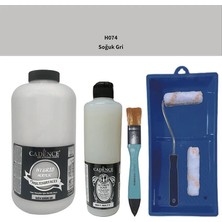 Cadence Mobilya Boyası -  Multisurface H - 074 Soğuk gr I 2000 ml Ultimate Vernik Mat 500 ml  Saten Rulo Set