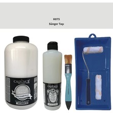 Cadence Mobilya Boyası -  Multisurface H - 075 Sünger Taşı 2lt Ultimate Parlak Vernik 500 ml  Saten Rulo Set