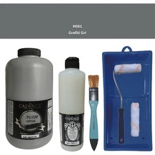 Cadence Mobilya Boyası -  Multisurface H - 081 gr Afiti gr I 2000 ml Ultimate Vernik Mat 500 ml  Saten Rulo Set