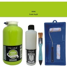 Cadence Mobilya Boyası -  Multisurface H - 046 Fıstık Yeşil 2000 ml Ultimate Vernik Mat 500 ml  Saten Rulo Set