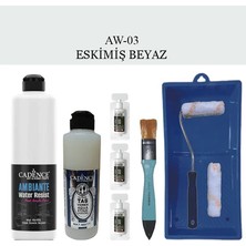 Cadence Fayans Tezgah B - Ambiente Islak Zemin Aw - 03 Eskimiş Beyaz 500 ml Katalizör 30 gr Taş Vernik Mat 250  Saten Rulo Set