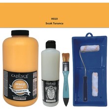 Cadence Mobilya Boyası -  Multisurface H - 010 Sıcak Turuncu 2lt Ultimate Parlak Vernik 500 ml  Saten Rulo Set