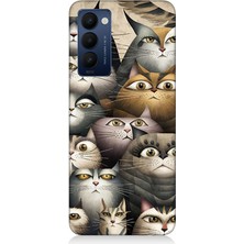 Tecno Camon 18 Uyumlu Meraklı Gözlü Kediler  Desenli Silikon Kılıf