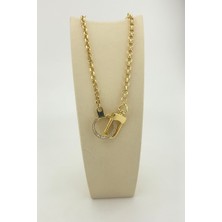 Onseva Kuyumculuk 14 Ayar Altın Taşlı Geçirmeli Zincir Kolye