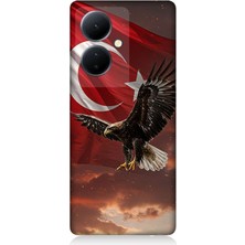 Vivo V29 Lite Uyumlu Bayrak Kızıllıkta Kartalın Kanatları  Desenli Silikon Kılıf