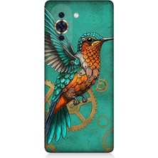 Huaweı Nova 10 Uyumlu Turkuaz Zeminde Sinek Kuşu  Desenli Silikon Kılıf