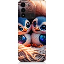 Tecno Spark 8c Uyumlu Yuvalarında Sevimli Penguenler  Desenli Silikon Kılıf
