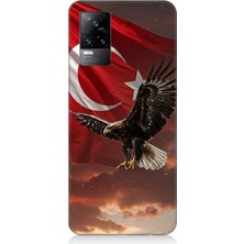 Vivo V21E Uyumlu Bayrak Kızıllıkta Kartalın Kanatları  Desenli Silikon Kılıf