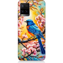Vivo Y53S Uyumlu Pembe Dallarda Mavi Kuş  Desenli Silikon Kılıf