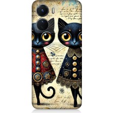 Vivo V16 Uyumlu Dantel Elbiseli Kedi Dostluğu  Desenli Silikon Kılıf