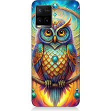 Vivo Y33S Uyumlu Renkli Bilgelik Baykuşu  Desenli Silikon Kılıf