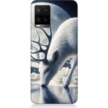 Vivo Y53S Uyumlu Ay Işığında Beyaz Geyik Yansıması  Desenli Silikon Kılıf