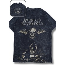 Fuddy Moda Oversize Vintage Avenged Sevenfold Sırt Baskılı Yıkamalı T-Shirt, Unisex Rock Band Temalı Tişört