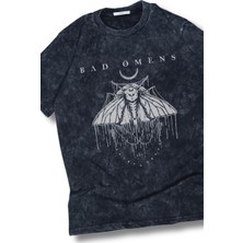 Oversize Bad Omens Baskılı Yıkamalı T-Shirt, Unisex Rock Band Temalı Retro Tişört