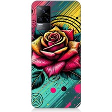 Vivo V21E Uyumlu Neon Gül Renk Patlaması  Desenli Silikon Kılıf