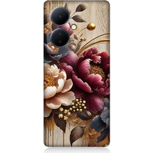 Vivo V29 Lite Uyumlu Ahşap Üzerinde Gölge Çiçekler  Desenli Silikon Kılıf