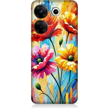 Teknomeg Tecno Camon 20S Pro Uyumlu Bahar Esintisinde Renkli Papatyalar  Desenli Silikon Kılıf