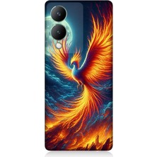 Vivo Y17S Uyumlu Ateşle Dans Eden Anka  Desenli Silikon Kılıf