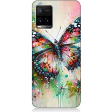 Vivo Y53S Uyumlu Parıltılı Kanatlı Gökkuşağı Kelebeği  Desenli Silikon Kılıf